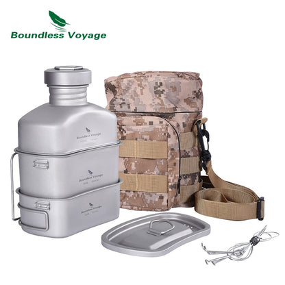 LANDGAP Titanium Military Camping Cookware Set