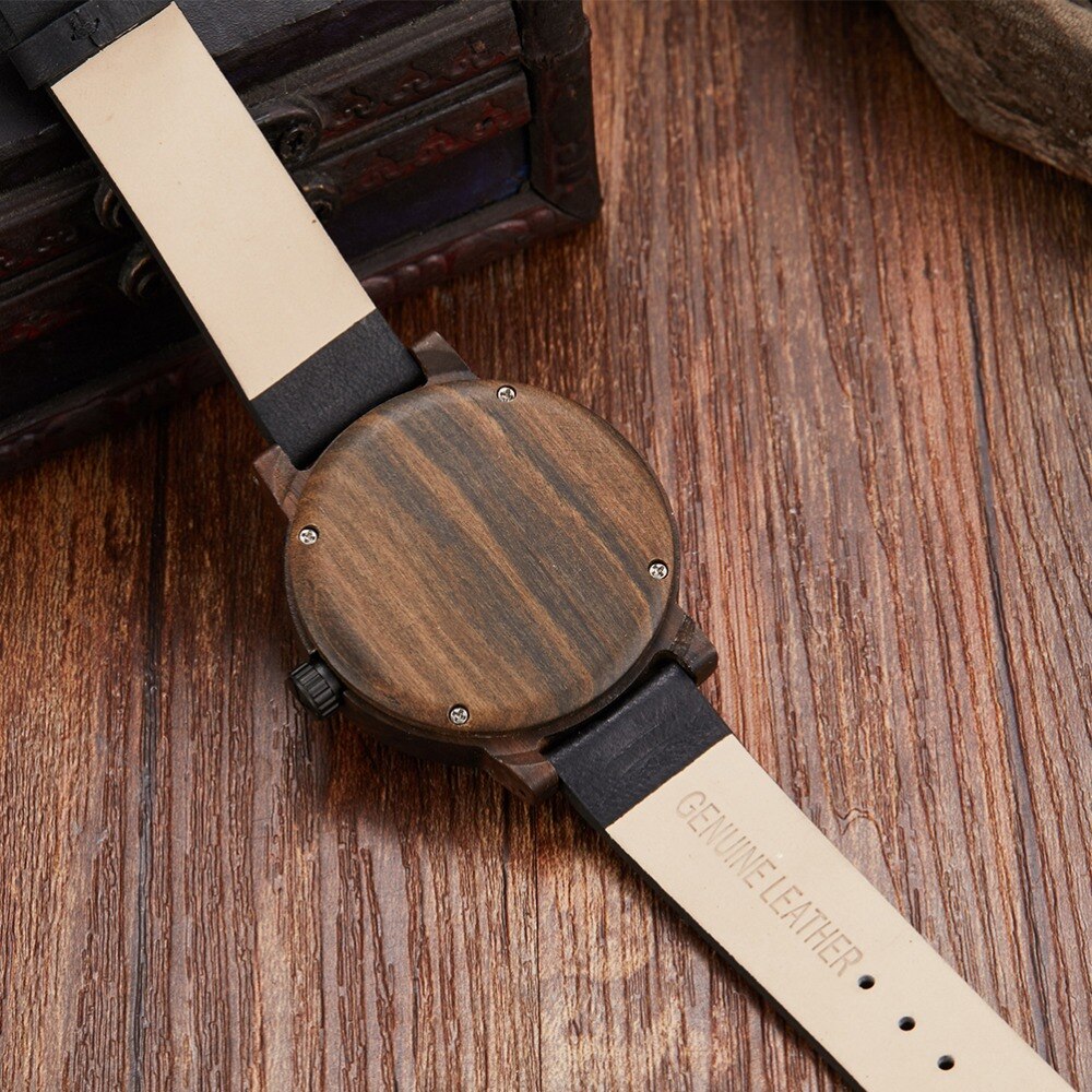 LANDGAP Creative Wooden Watch Men Turntable Compass Dial