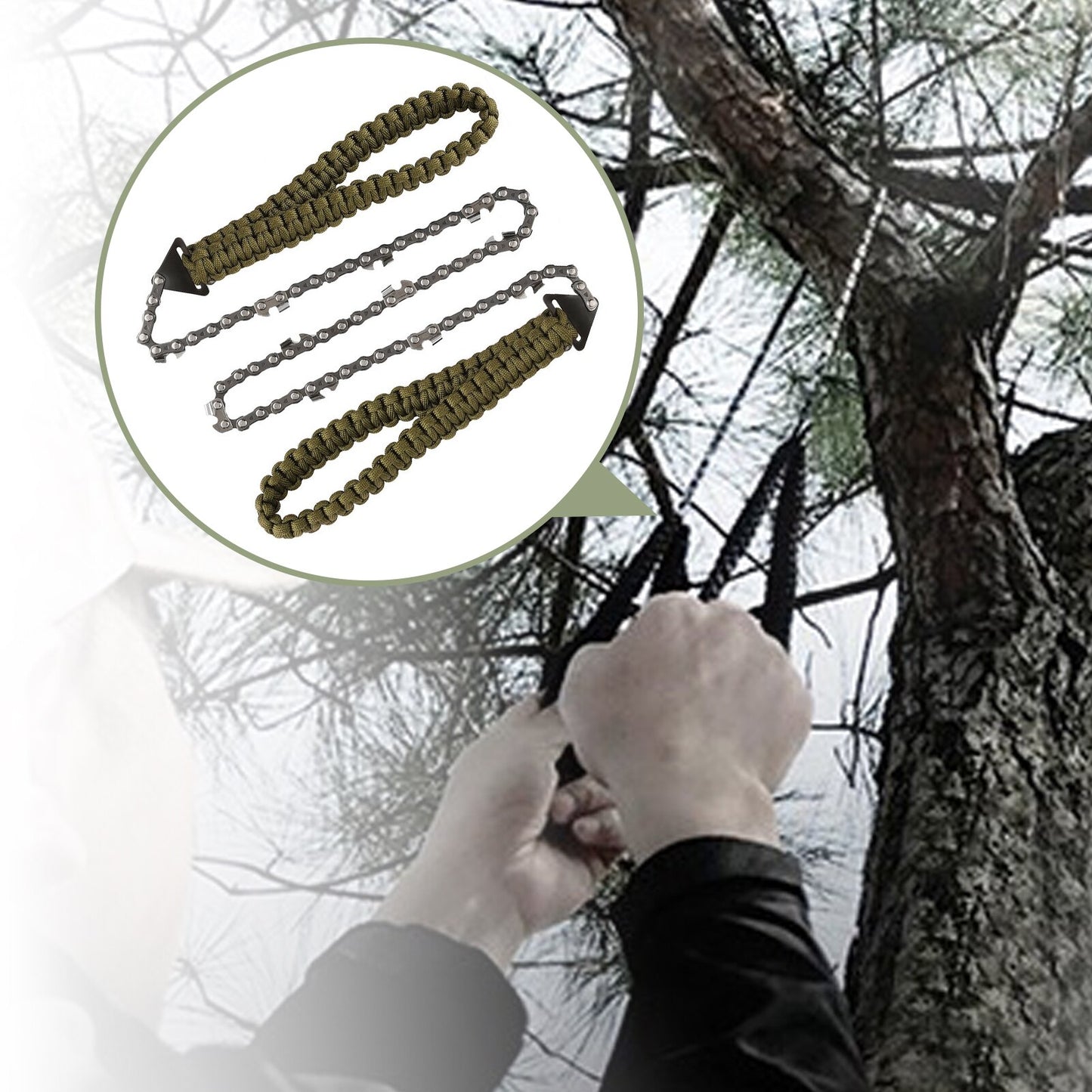 LANDGAP Pocket Chainsaw with Paracord Handle | Outdoor Survival Gear for Fast Wood Cutting