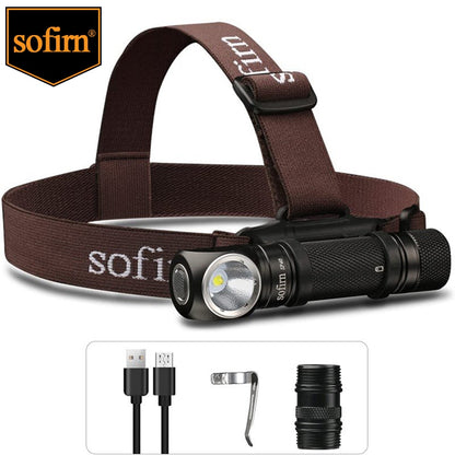 LANDGAP Survival LED Headlamp USB Rechargeable with Power Indicator Magnet Tail